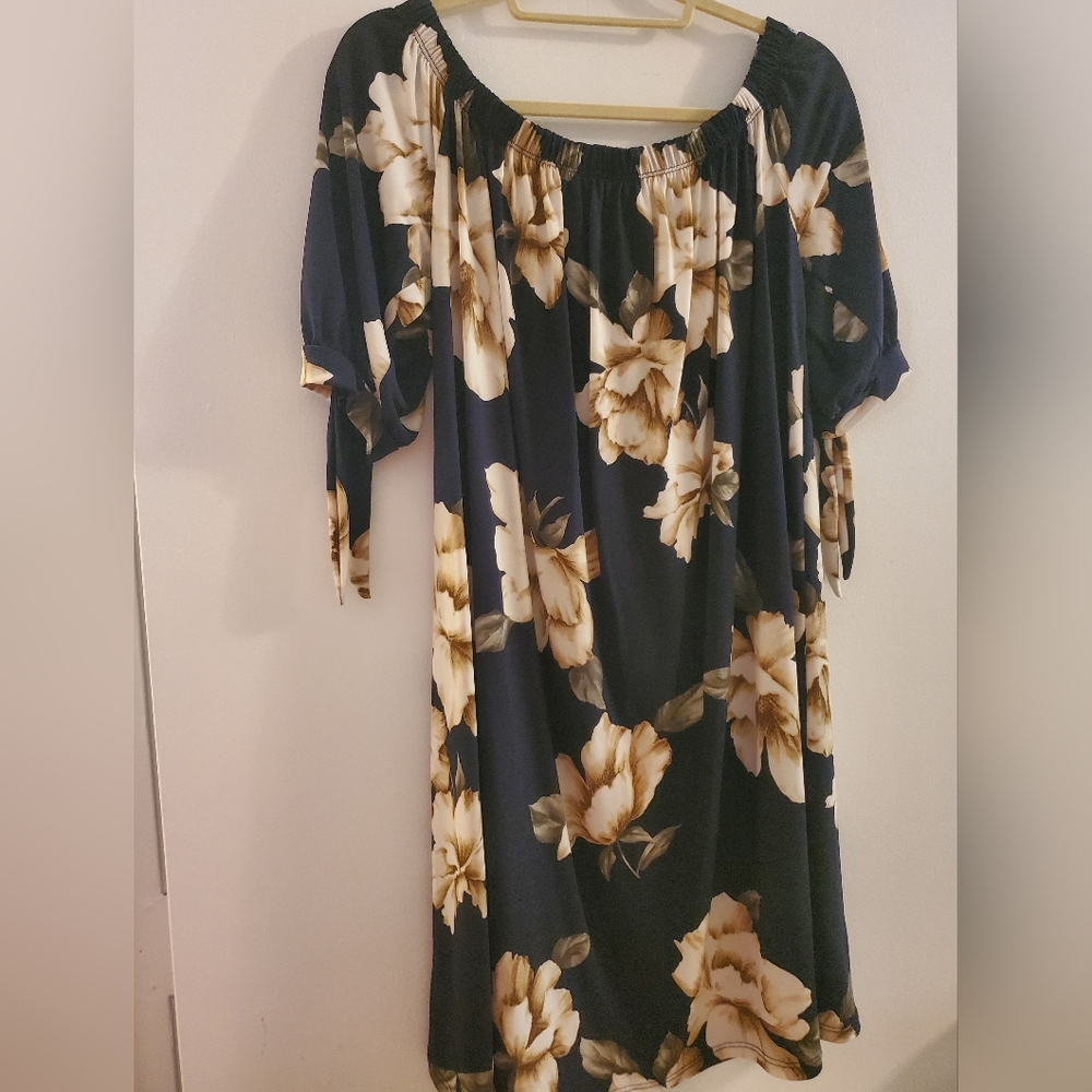 Navy blue off the shoulder dress